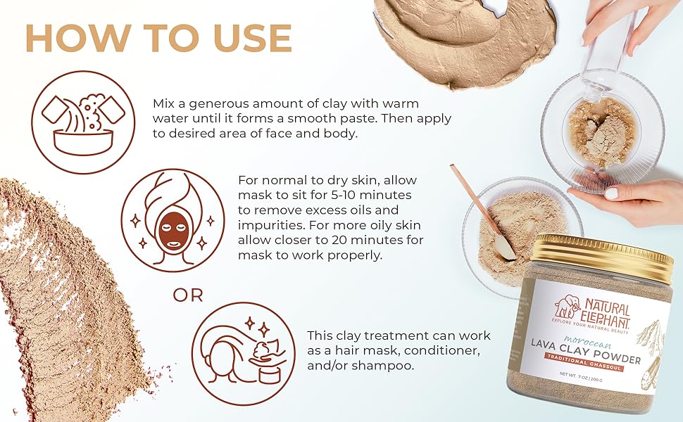 Natural Elephant Ghassoul Moroccan Lava Clay Powder