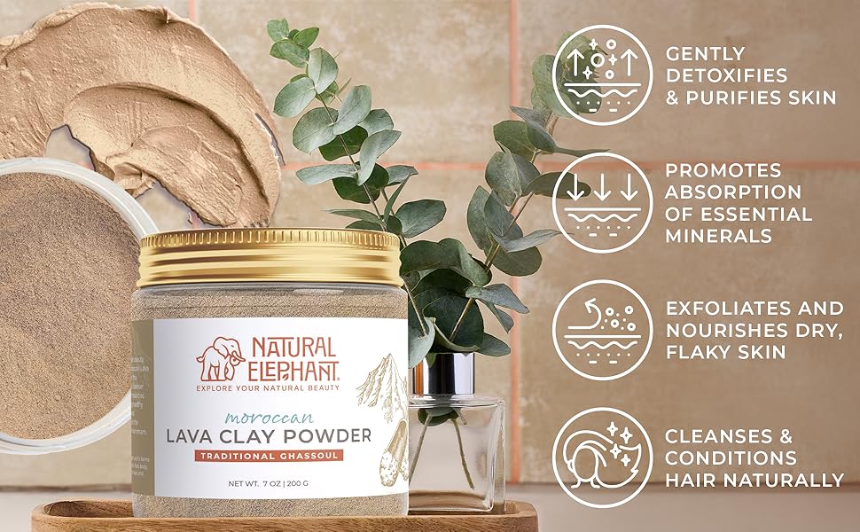 Natural Elephant Ghassoul Moroccan Lava Clay Powder