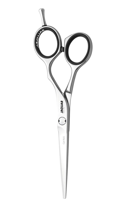 Jaguar Silver Line CJ4 Plus haircutting scissors silver professional hairdressing shears with black finger inserts
