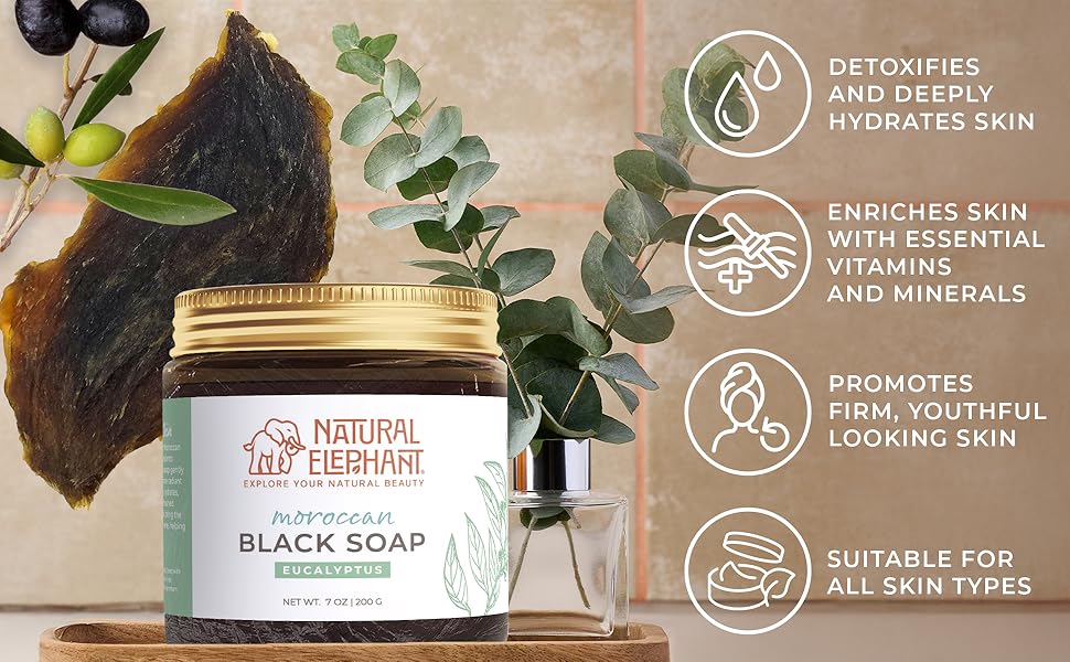 Natural Elephant Moroccan Black Soap | Bulk Size 1 kg (2.2 lbs)