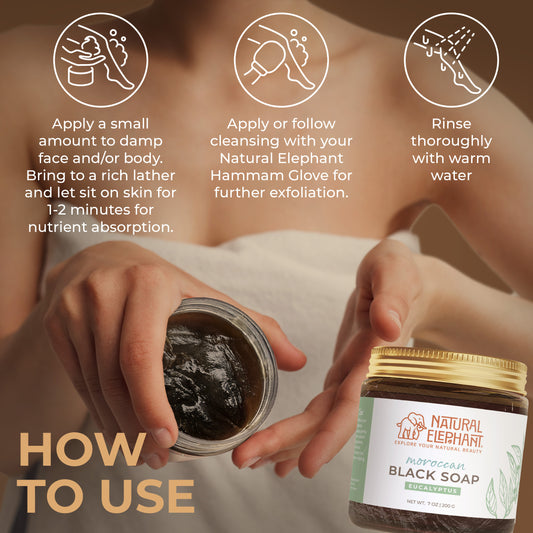 Natural Elephant Moroccan Black Soap | Bulk Size 1 kg (2.2 lbs)