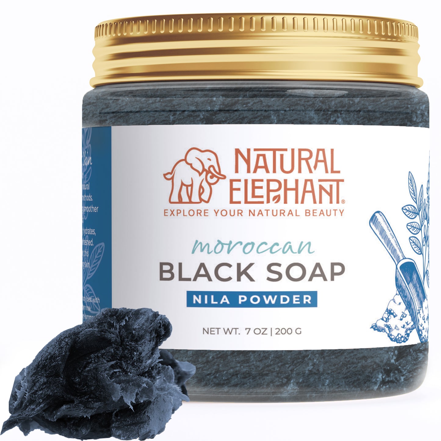Natural Elephant Moroccan Black Soap 7 oz (200 g)