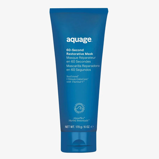 Aquage 60-Second Restorative Mask for hair in blue packaging for quick hair rejuvenation