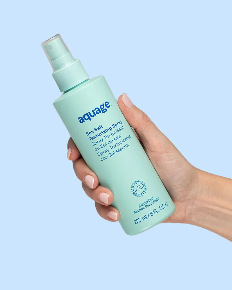 Aquage Sea Salt Spray in a lightweight bottle for beachy waves and texture enhancement