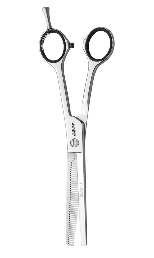 Jaguar White Line Silver Ice Thinner professional stainless steel hair thinning scissors with finger rest