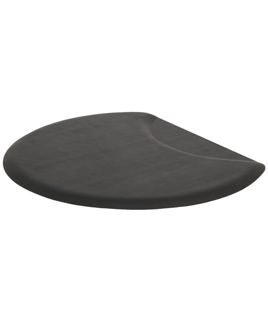 Buy-Rite Comfort Plus hair stylist mat. Black round ergonomic anti fatigue mat with contoured heel cup