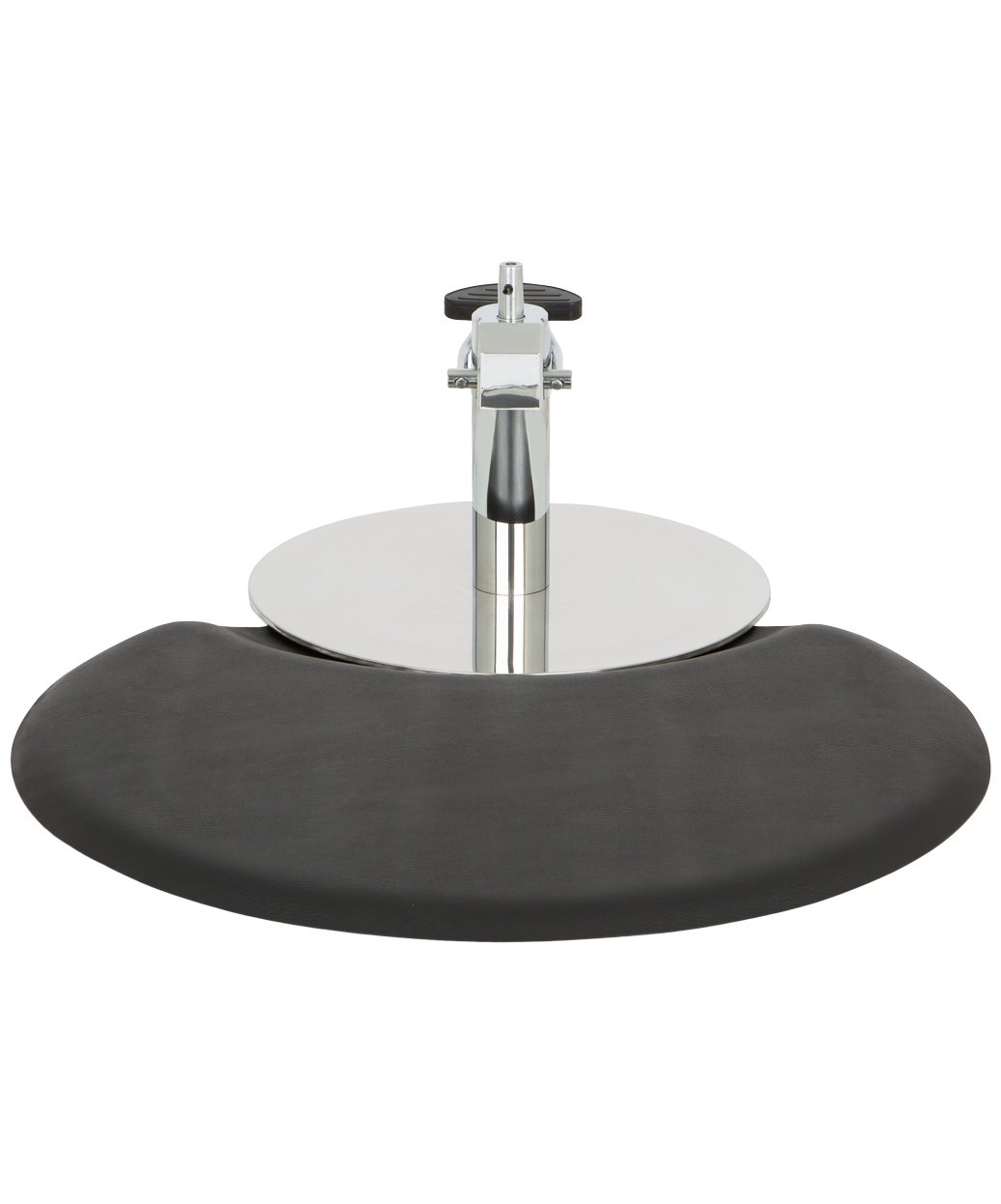 Buy-Rite Comfort Plus hair stylist mat black crescent anti fatigue cushion around chrome salon chair base