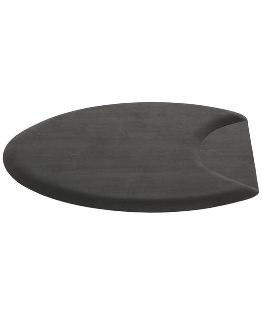 Buy-Rite Comfort Plus hair stylist mat charcoal round anti fatigue cushioned salon mat with heel cutout
