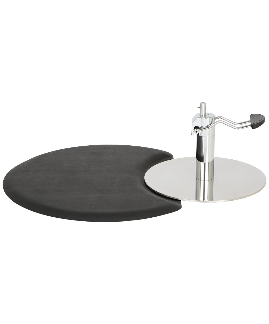 Buy-Rite Comfort Plus hair stylist mat round black anti fatigue mat with cutout for salon chair base