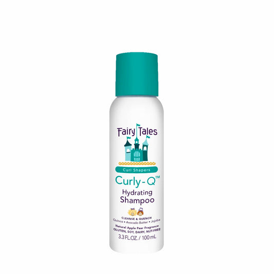 Fairy Tales Curly Q hydrating kids curly hair shampoo bottle with teal cap 3.3 fl oz