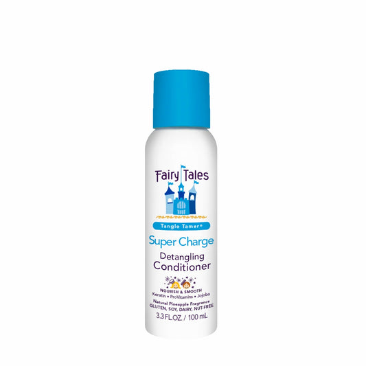Fairy Tales Super Charge Kids Detangling Conditioner in a 3.3-ounce bottle for easy hair management