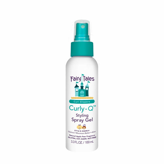 Fairy Tales Curly Q styling spray gel bottle with teal pump curly hair spray gel for kids