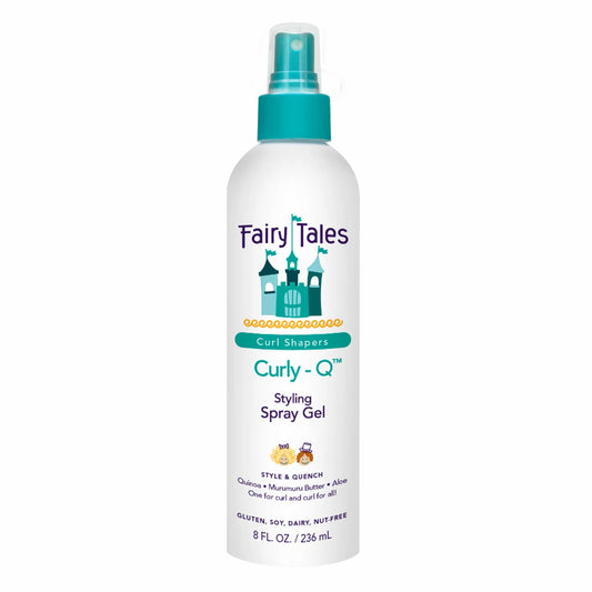 Fairy Tales Curly Q styling spray gel bottle 8 fl oz teal cap curly hair spray gel for kids