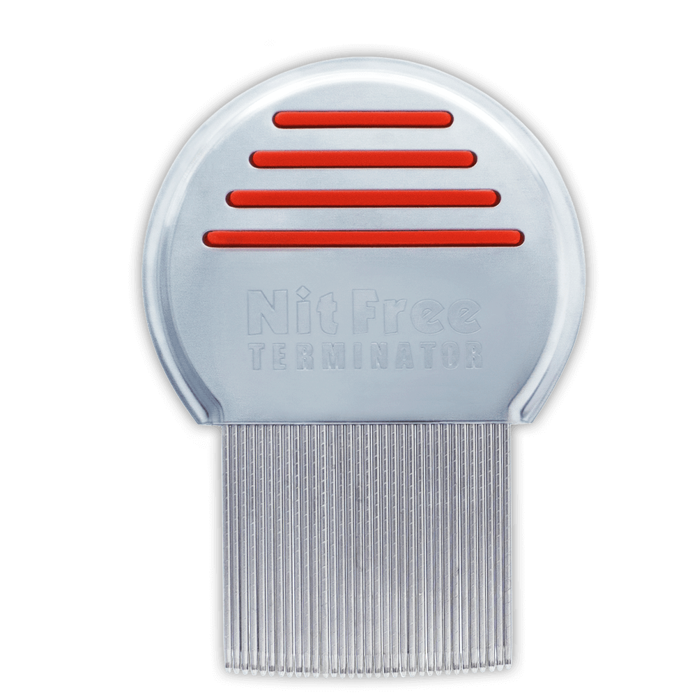 Fairy Tales lice removal kit for kids featuring a silver nit comb with red grip lines for effective lice and nit removal