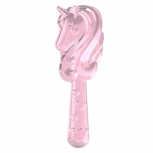 Glimmer Wish unicorn detangling hair brush in pink with a unique unicorn design and heart details