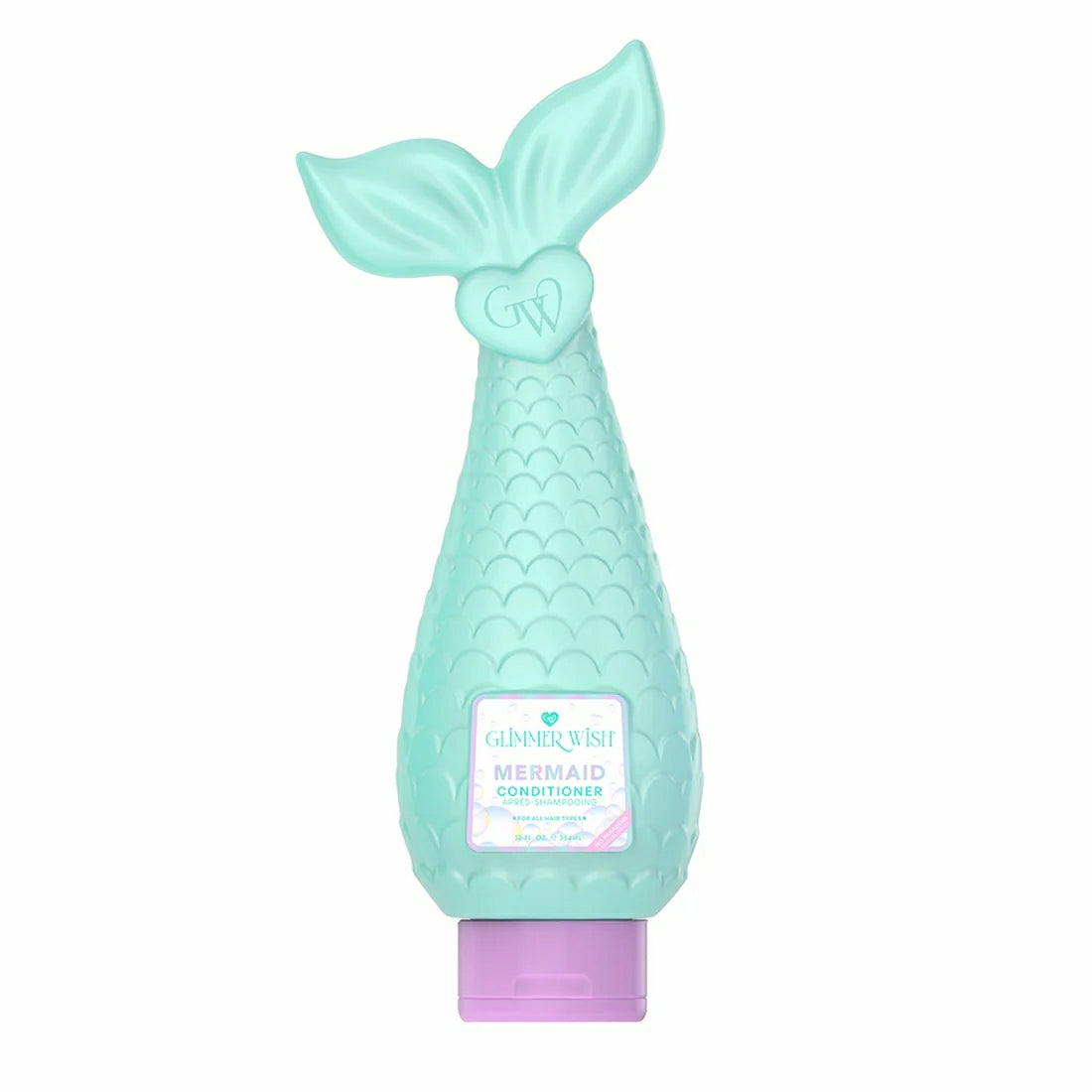 Glimmer Wish Mermaid Conditioner in a unique mermaid tail bottle for hydration and shine