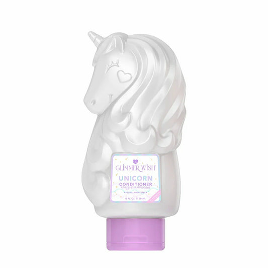 Glimmer Wish Unicorn Conditioner for kids in a playful unicorn-shaped bottle