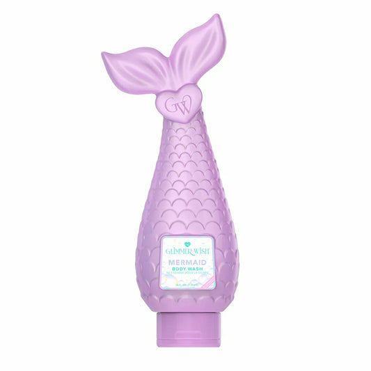Glimmer Wish Mermaid Body Wash for kids in a cute mermaid tail bottle design