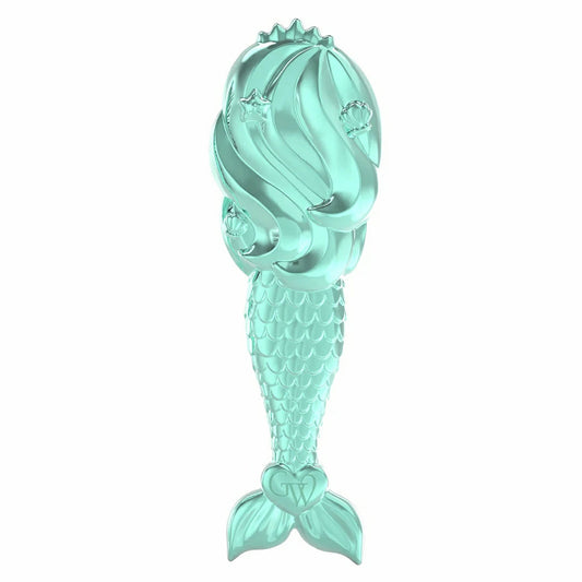 Glimmer Wish Mermaid Detangling Hair Brush in Aqua with Curved Handle and Scaled Design