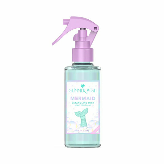 Glimmer Wish Mermaid Detangling Spray in a spray bottle for easy hair detangling and added shine