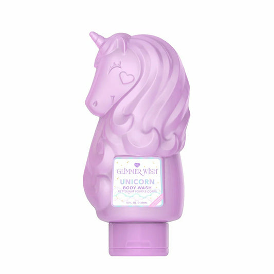 Glimmer Wish Unicorn Body Wash for Kids in a fun unicorn-shaped bottle for playful bath time