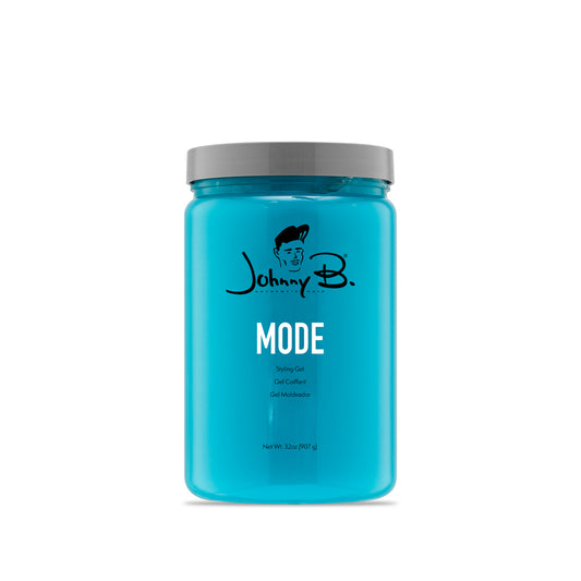 Johnny B Do It Duo set featuring Mode Styling Gel in a vibrant blue jar for strong hold and texture