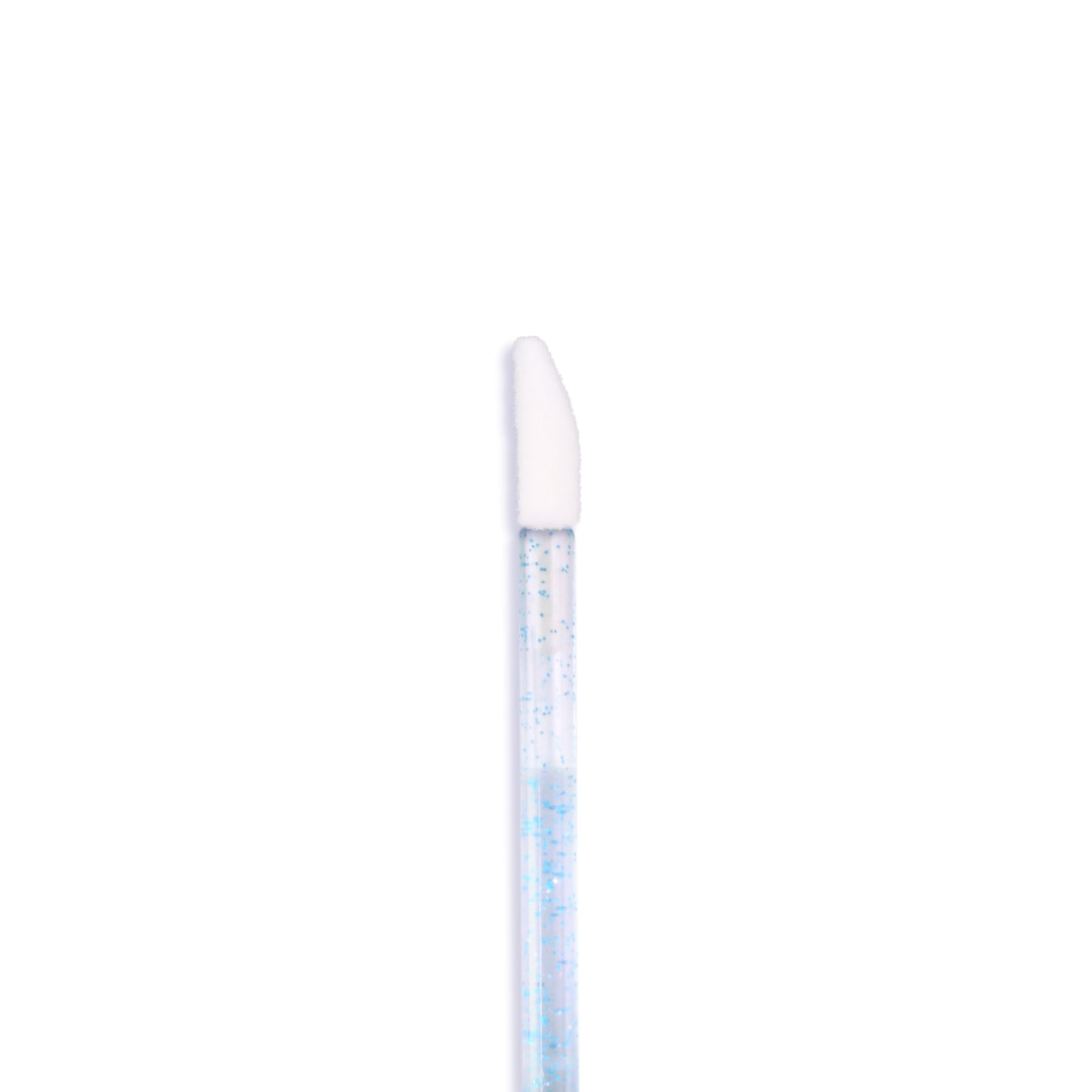 The Apothie Disposable Lip Applicator Wands 100 ct feature clear plastic sticks with pointed white foam tips, shown vertically against a white background—perfect for precise makeup application.