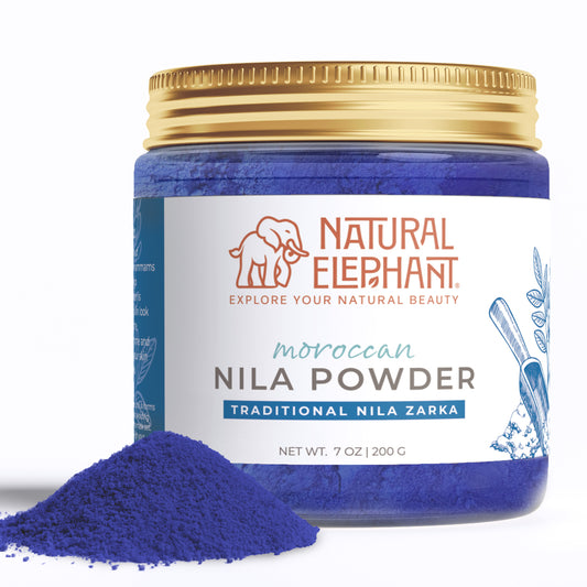 Natural Elephant indigo powder for hair in a 7 oz jar, ideal for natural hair coloring.