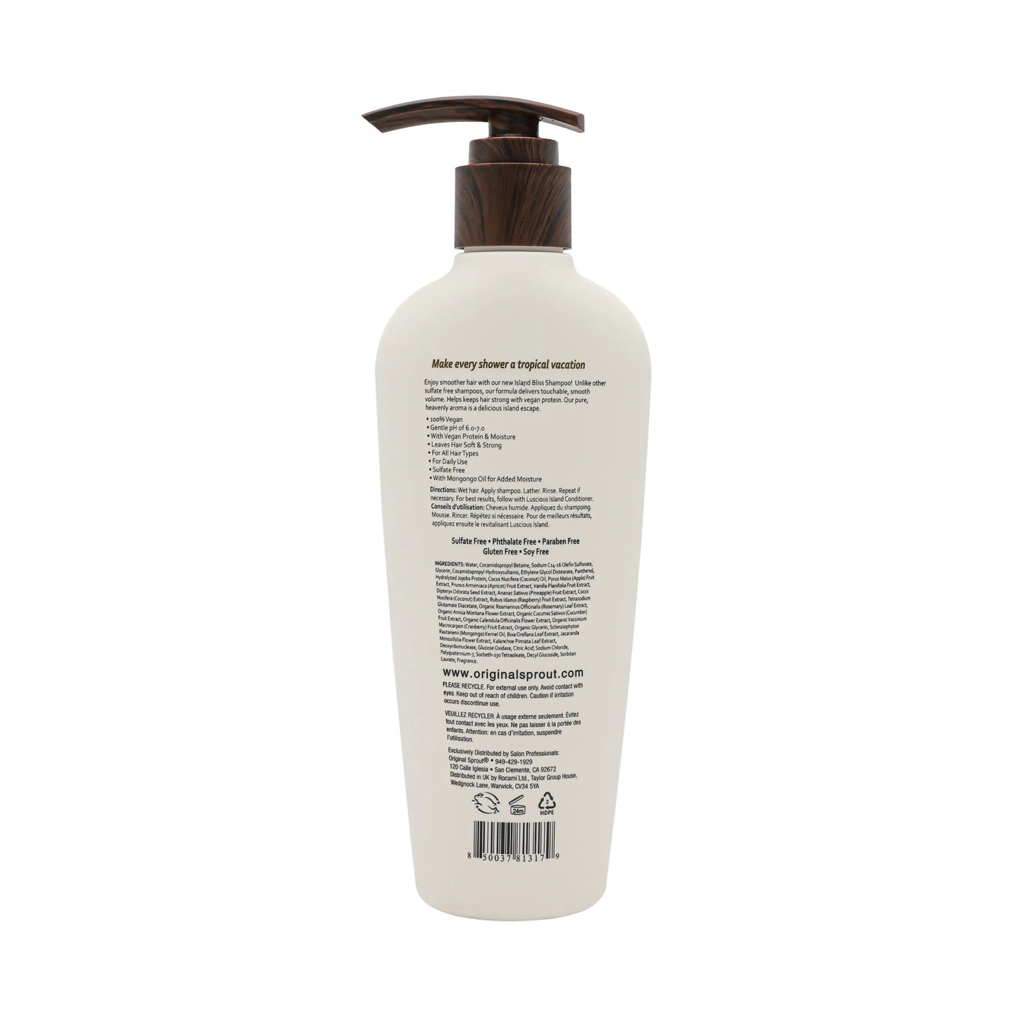 Original Sprout Island Bliss Shampoo bottle with pump for tropical vacation wash experience