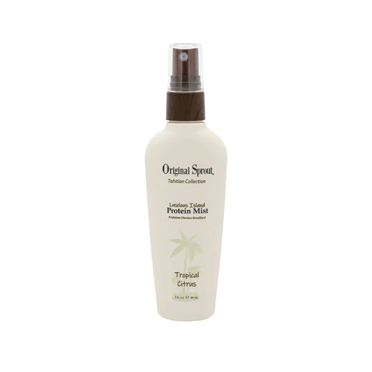 Original Sprout protein mist in a spray bottle with a tropical citrus scent for healthy hair nourishment