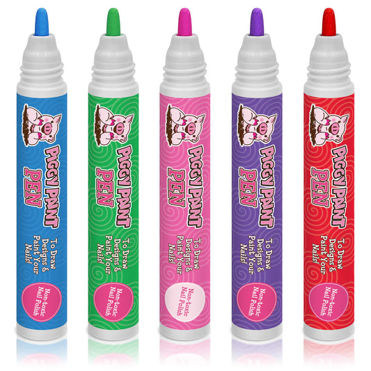 Set of Piggy Paint pen polishes in vibrant colors for kids' nail art and creativity