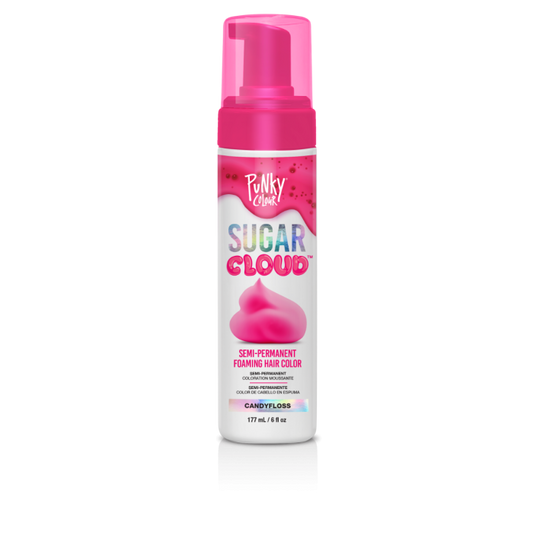 Punky Sugar Cloud foaming hair color in pink packaging for vibrant semi-permanent hair color transformation