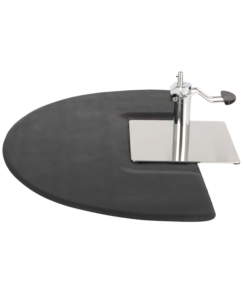 Buy Rite salon anti-fatigue mat with square cut-out black semicircular mat fitting around salon chair base
