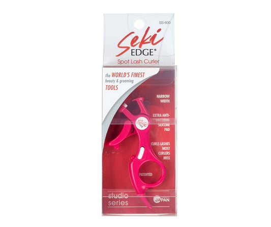 Seki Edge Spot Curler in pink packaging designed for precise lash curling and grooming