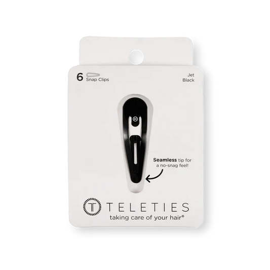 Teleties snap hair clips in Jet Black, featuring a no-snag design for comfortable hair styling