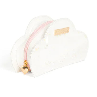 Glimmer Wish unicorn cloud pouch with a pink zipper and glossy finish for stylish organization
