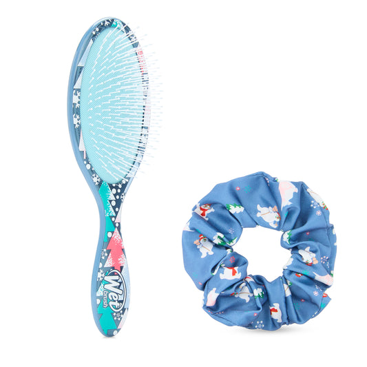 Wet Brush Frosty The Snowman detangler kit with a brush and scrunchie for easy hair styling