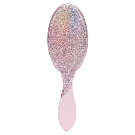 Wet Brush Pro Detangler with a sparkling pink glitter design for easy hair brushing