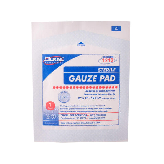 Dukal Woven Gauze Pads 2" x 2". Pack of 100 12-ply Disposable Cotton sponges for Wound Dressing, Cleaning, prepping, or Packing. Sterile, 100% Cotton.-Dukal-Brand_Dukal/ Dawn Mist,Collection_Lifestyle,Dukal_Gauze,Dukal_Medical,Dukal_Surgical,Life_Medical