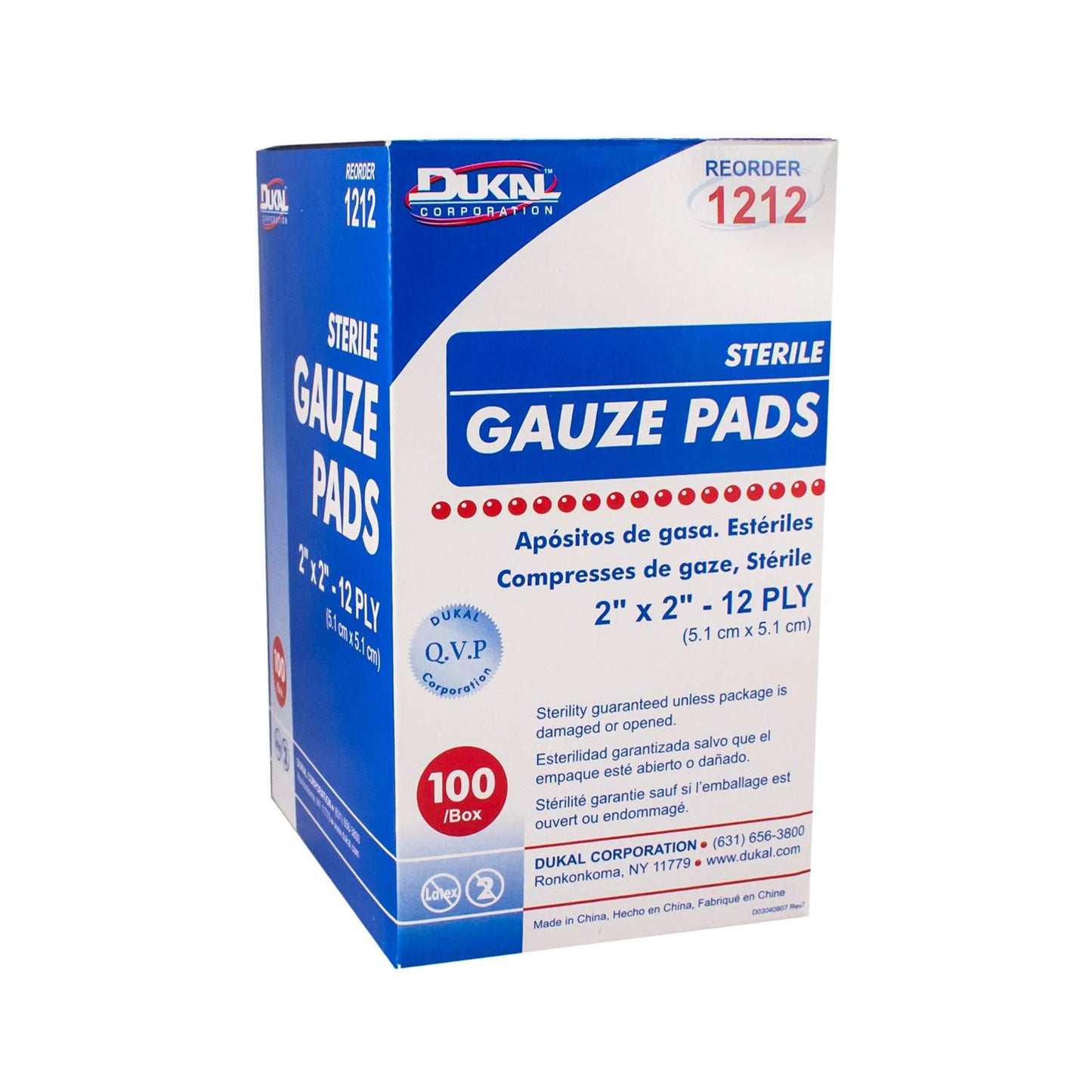 Dukal Woven Gauze Pads 2" x 2". Pack of 100 12-ply Disposable Cotton sponges for Wound Dressing, Cleaning, prepping, or Packing. Sterile, 100% Cotton.-Dukal-Brand_Dukal/ Dawn Mist,Collection_Lifestyle,Dukal_Gauze,Dukal_Medical,Dukal_Surgical,Life_Medical