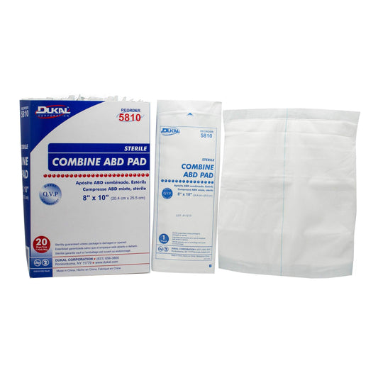 Dukal-5810 ABD Pad, Sterile, 8" x 10" (Pack of 20)-Dukal-Brand_Dukal/ Dawn Mist,Collection_Lifestyle,Dukal_Gauze,Dukal_Medical,Dukal_Surgical,Life_Medical