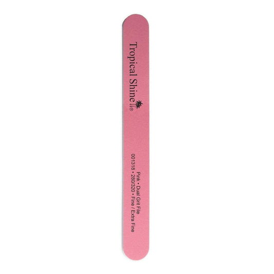Tropical Shine Nail File Dual Grit File PINK 280/320 (Fine/ Extra Fine) 7 in x 3/4 in (707830)-Tropical Shine-Brand_Tropical Shine,Collection_Nails,Collection_Tools and Brushes,Nail_Tools,Tool_Nails,TROP_Fine Files