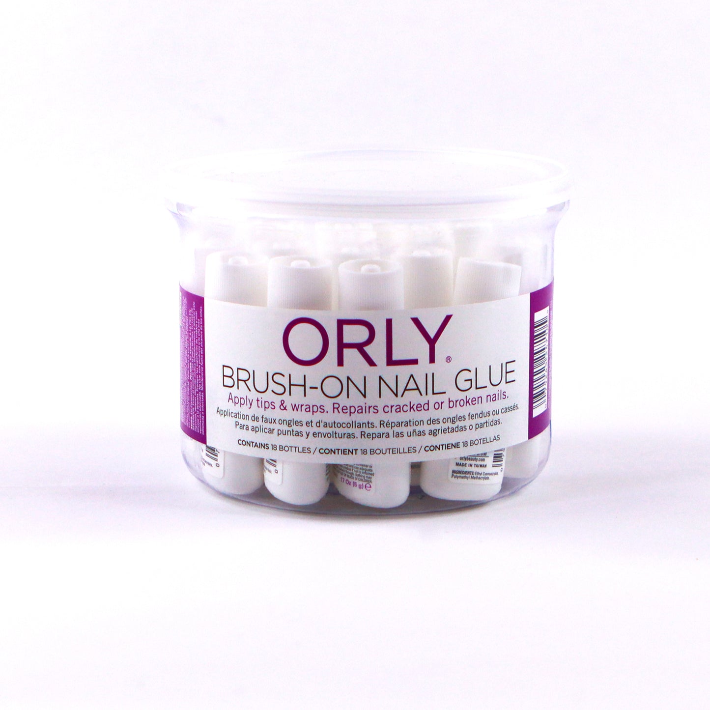 Orly 18Pc Brush-On Nail Glue Canister