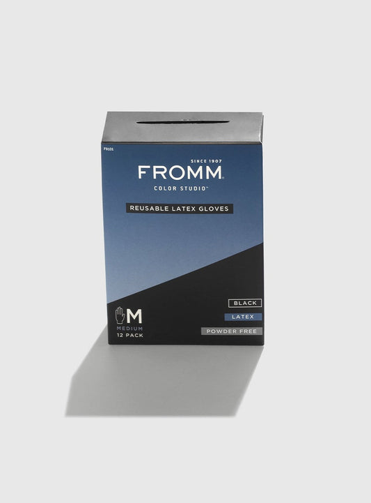 FROMM Reusable Black Latex Gloves 12 Pack