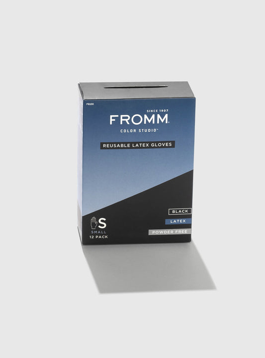 FROMM Reusable Black Latex Gloves 12 Pack