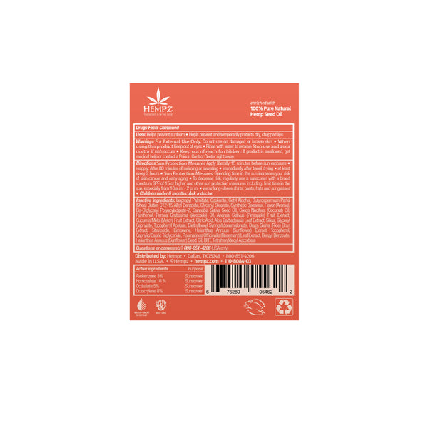 Hempz Sweet Pineapple & Honey Melon Herbal Lip Sunscreen 0.15oz. SPF 30