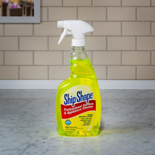 Barbicide Ship-Shape surface cleaner in a spray bottle for professional cleaning tasks