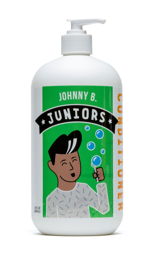 Johnny B. Juniors kids hair conditioner in a 24 oz bottle with playful design for kids' hair care