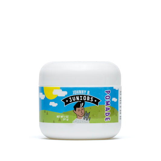Johnny B Juniors Pomade in 2 oz container for styling and shaping kids hair