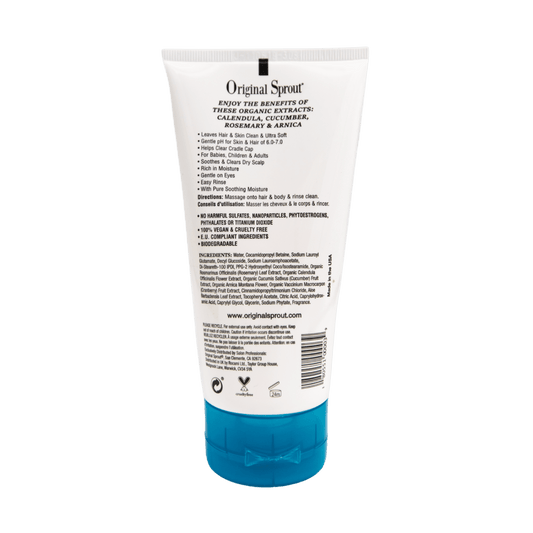 Original Sprout baby wash in a tube featuring organic extracts for gentle cleansing